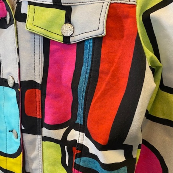 Simply Art by Dolcezza sz S mid-length blazer jacket multicolour flowers - Picture 11 of 16